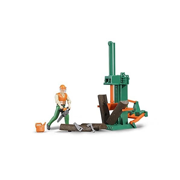 bruder 62650 - Kit forestier bworld, figurine jouet, fendeur de bois, forestier