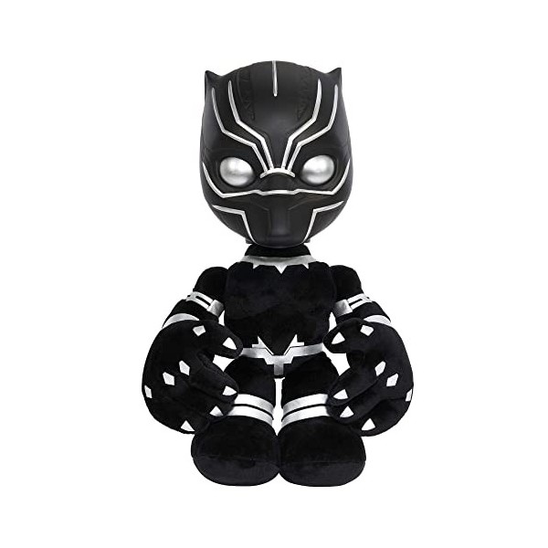 Marvel Peluche Black Panther Cœur de Wakanda 28 cm avec lumières et sons, à collectionner, Jouet Enfant, Dès 3 ans, HJM24