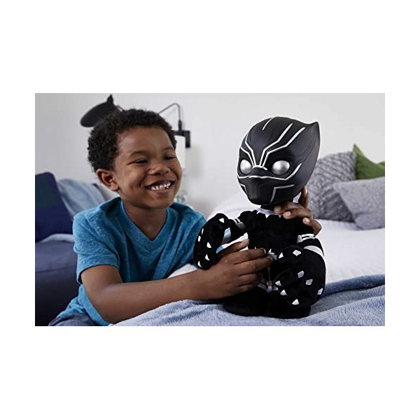 Marvel Peluche Black Panther Cœur de Wakanda 28 cm avec lumières et sons, à collectionner, Jouet Enfant, Dès 3 ans, HJM24