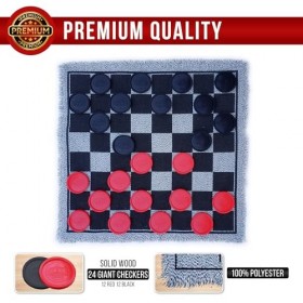 Jeu de 4 jeux de société géants 3 en 1 avec tapis réversible pour pelouse et cour | Jeux dintérieur et dextérieur pour adul