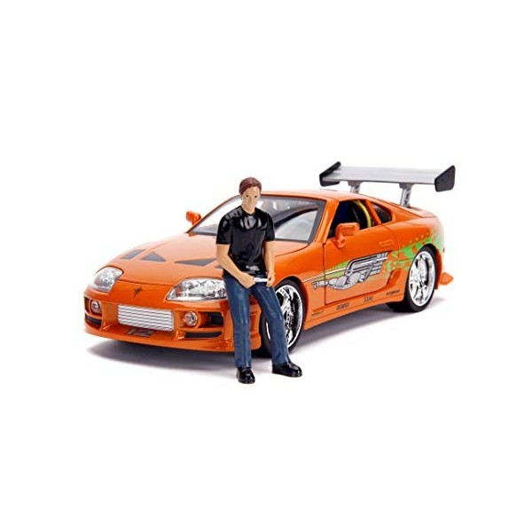 Jada Toys Fast & Furious Brians 1995 Toyota Supra Voiture Tuning Échelle 1:24 avec Spoiler, Portes ouvrantes, Capot et Coffr