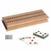 WE Games Cabinet Cribbage Set - Solid Oak Wood with Inlay Sprint 3 Track Board with Metal Pegs & 2 Decks of Cards by WE Games