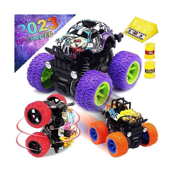 CozyBomB Lot de 3 mini jouets à friction pour garçons – Voiture Push and Go Voiture Véhicules Camion Jam Playset Voiture véhi
