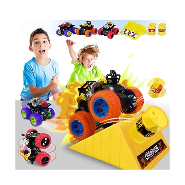 CozyBomB Lot de 3 mini jouets à friction pour garçons – Voiture Push and Go Voiture Véhicules Camion Jam Playset Voiture véhi