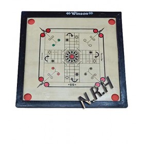 Nautical Replica Hub Planche de carrom en bois de taille moyenne avec pièces de monnaie, Striker et poudre Taille 66 cm