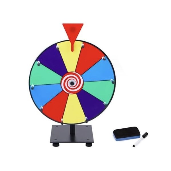 EUGRESS Roue De La Fortune 20 Cm – 8 Segments Réinscriptibles – Base Stable – Jeu Pour Lot, Fête, Carnaval, événements