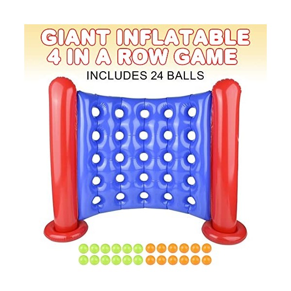 ArtCreativity Jeu géant gonflable de 10,2 cm par rangée – Plateau de jeu gonflable avec 24 balles – Activité de fête amusante