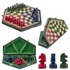 Jeu déchecs coloré à 3 joueurs | Master of Chess | XL 54 x 47 cm | Jeu déchecs unique fabriqué à la main en bois – Jeu déc