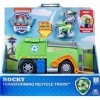 PAW PATROL Rockys Camion de Recyclage Transformable avec Outils Pop-up et Chariot élévateur Mobile, à partir de 3 Ans