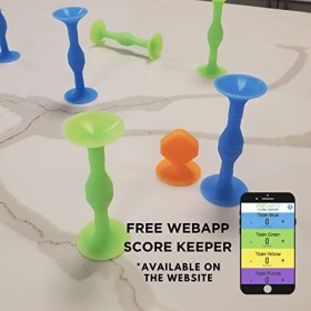 Popdarts Jeu Original Bleu et Vert - Jeu de Lancer Ventouse Intérieur, Extérieur - Compétition avec Un Pop