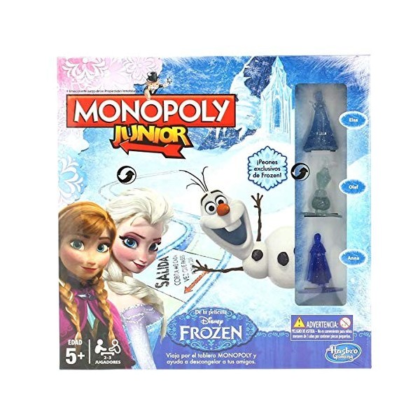 Hasbro B22471050 Monopoly Jeu de société Junior, avec Design de Frozen Version espagnole 26.7 x 26.7 x 4.1 Multicolore