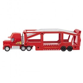 Disney Pixar Cars camion Mack transporteur de 33 cm avec rampe et remorque pouvant contenir 12 véhicules, emballage durable, 