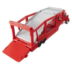Disney Pixar Cars camion Mack transporteur de 33 cm avec rampe et remorque pouvant contenir 12 véhicules, emballage durable, 