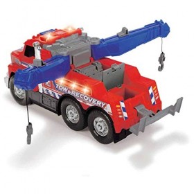 Dickie Toys Tow Camion Roues Libres, avec Barre de remorquage et Crochet Coulissant, Lumière et Son, Style américain avec piè