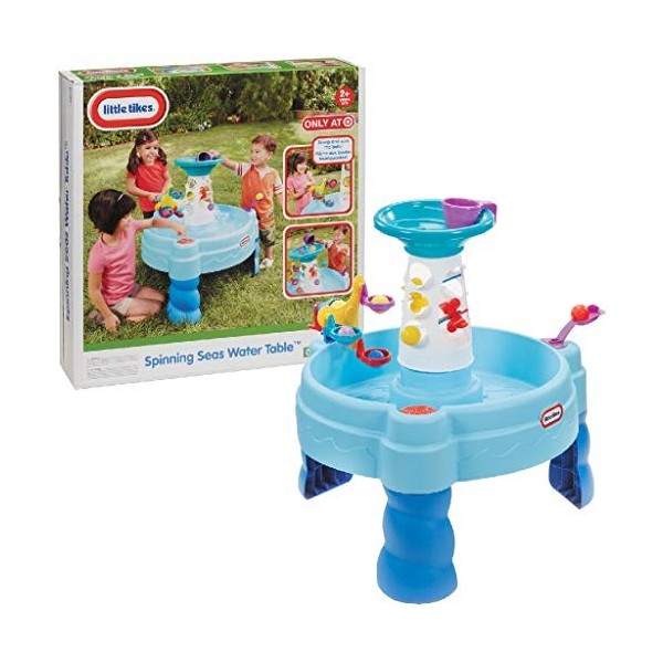 Little Tikes Spinning Seas Table dActivité Aquatique - La Table Contient Une Grande Roue, Un Lance-Balles et de Accessoires 