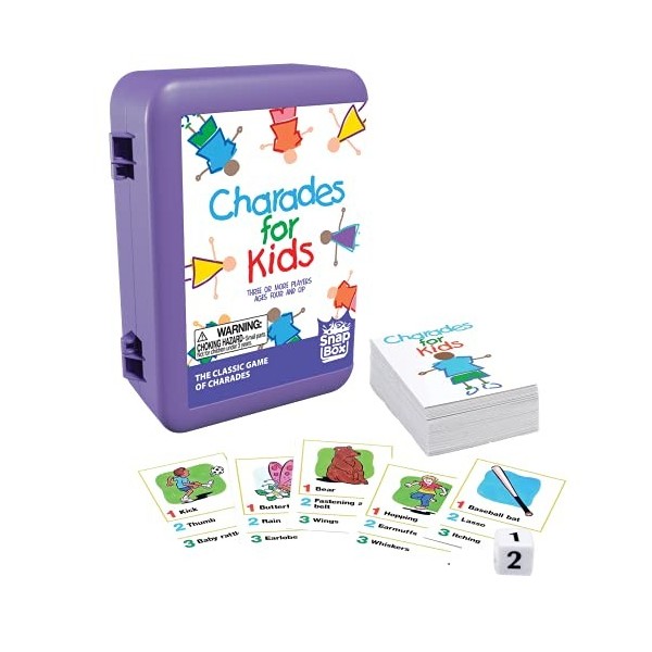 Pressman Charades for Kids Snap Box – Le jeu familial « Aucune lecture requise » dans un étui de voyage compact