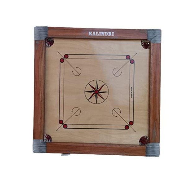 Kalindri Sports Carrom Board Carrom pleine grandeur couleur naturelle pour jeu dété en famille pleine taille, cadre de 5,1 