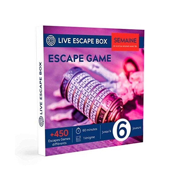 Live Escape Box - Coffret Cadeau Escape Game 5 ou 6 Joueurs en Semaine
