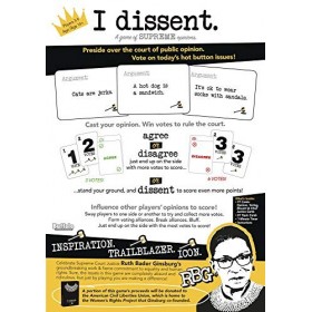 I Dissent. Jeu de société – Un jeu dopinions Supereme Ruth Bader Ginsberg RBG