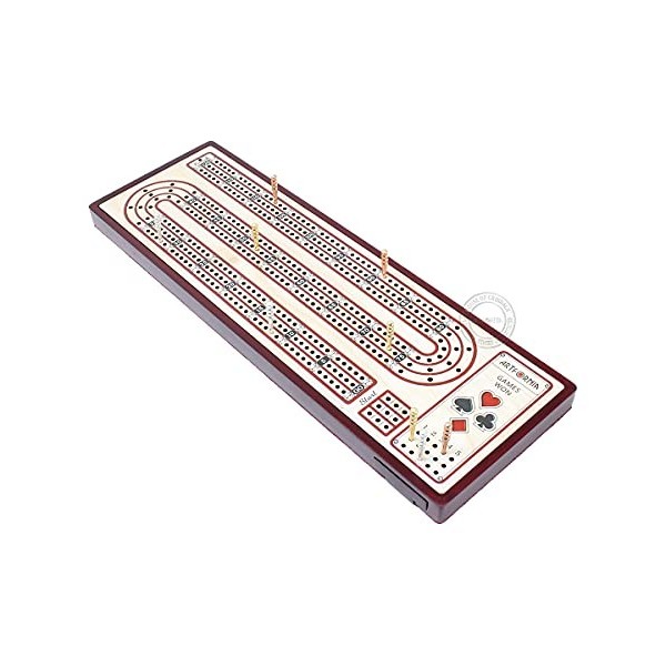 House of Cribbage - Série Artfornia – Panneau de criblage en bois avec 3 rails continus avec tiroirs de rangement
