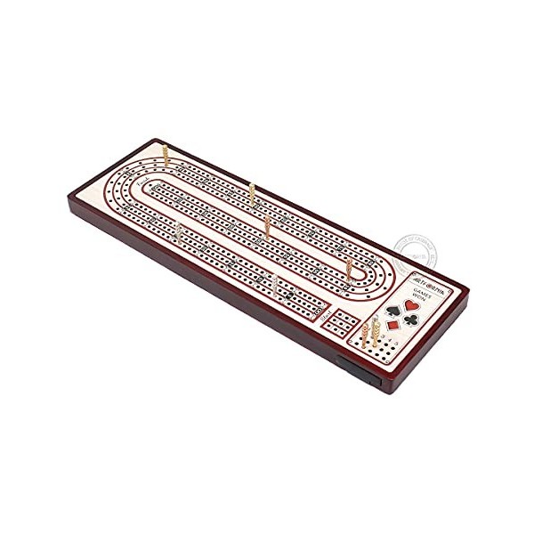 House of Cribbage - Artfornia Series – Planche de cricket en bois en forme de lettre E avec 3 rails continus avec des pinces 