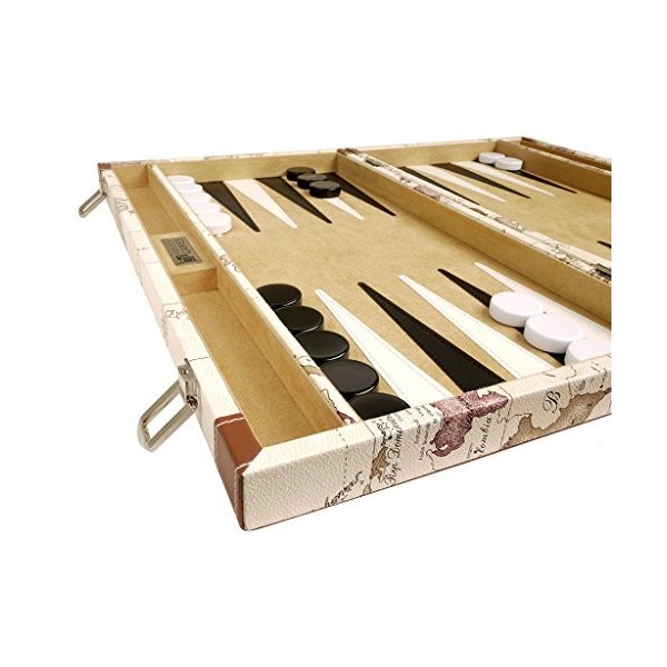 Jeu de backgammon de carte de 18 pouces - Blanc