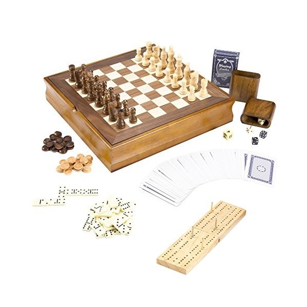 Hey! Play! 7-in-1 Jeu de Combo Classique avec échecs, Checkers, piquets et Bien Plus Encore