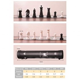 QIAOLI Échecs Statunton Chess Portable Plastic International Échecs internationaux Ensemble avec des chessons en Cuir pliants