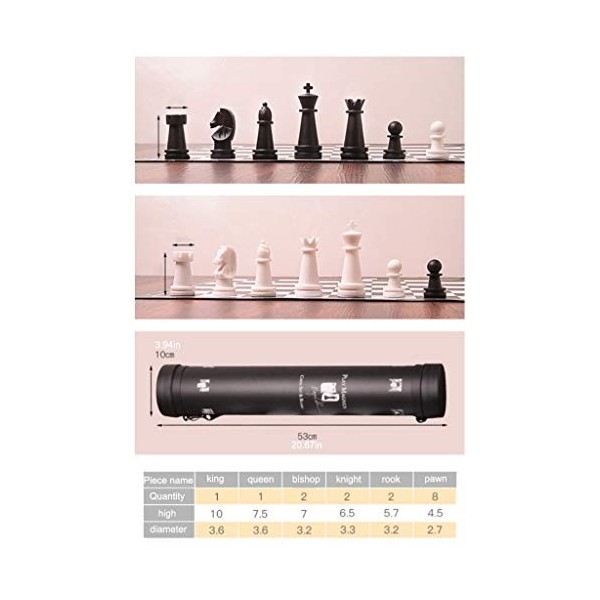 QIAOLI Échecs Statunton Chess Portable Plastic International Échecs internationaux Ensemble avec des chessons en Cuir pliants