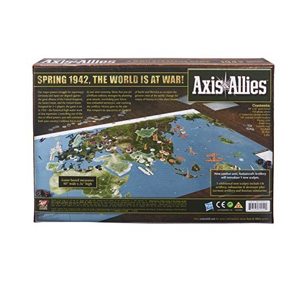 Hasbro Gaming Avalon Hill Axis & Allies 1942 Second Edition WWII Strategy Board Game, with Extra Large Gameboard, Ages 12 and