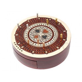 House of Cribbage - Planche à crabage non continue de forme ronde à 3 voies – Tiroir de rangement pour pinces à linge et 1 je