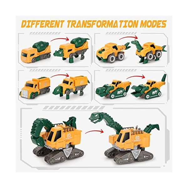 Dreamon Jouets de Construction pour Enfants 5 en 1 Robot de Construction Jouets Véhicules de Construction Cadeau pour Garçons