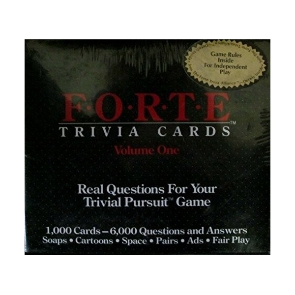 FORTE TRIVIA CARDS Volume One Real Questions for your Trivial Pursuit Game