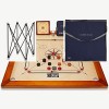 Carrom Jeu de plateau de jeu Karom - En bois naturel Kikar - Fabriqué en Inde - Poudre de pierre Striker dans un petit sac - 