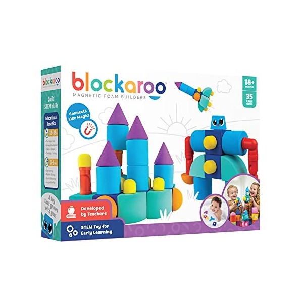 Blockaroo Blocs de Construction magnétiques, Jeu éducatif pour Les Enfants, Jeu Aquatique éducatif pour des constructions cré