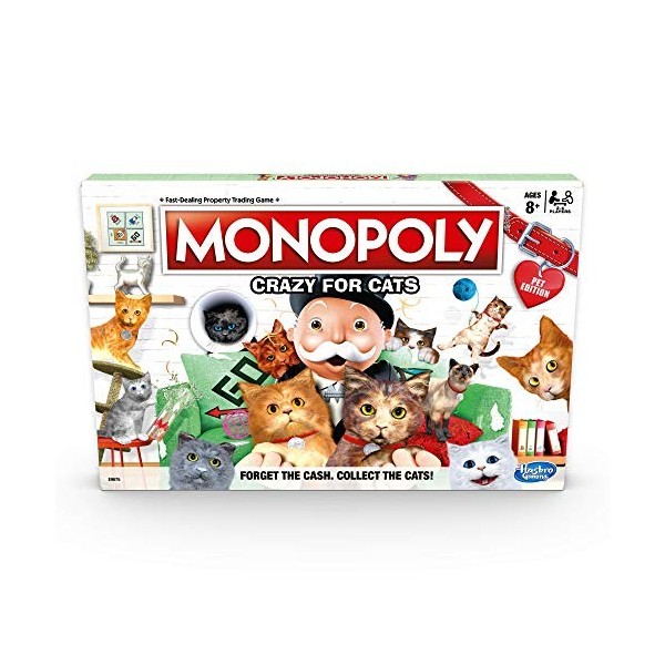 Monopoly Crazy for Cats Board Game, for Kids and Cat Lovers Ages 8 and Up, 2-4 Players