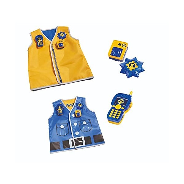 Simba - Sam le Pompier - Kit de Policier - Déguisement - Veste de Sécurité Réversible, Talkie Walkie, Badge, Caméra - 1092524