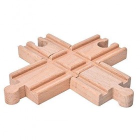 CCCYMM Lot de 10 rails de train en bois avec interrupteur incurvé et rail croisé compatible avec toutes les grandes marques