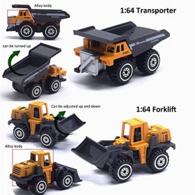 Véhicules Jouet Set, Camion Jouet Camion de Construction Camion Jeu éducatif Modèles de Voiture, Cadeau de Noël pour Enfants 