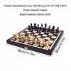 QIAOLI Échecs Ensemble déchecs internationaux en Bois de hêtre de Style européen Portable Pliage déchecs de Jeu de Jeu de d