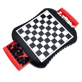 LKYBOA Jeu déchecs en Plastique de Voyage de pièces déchecs Portables Portables avec des Accessoires de Jeux de pièces Cade