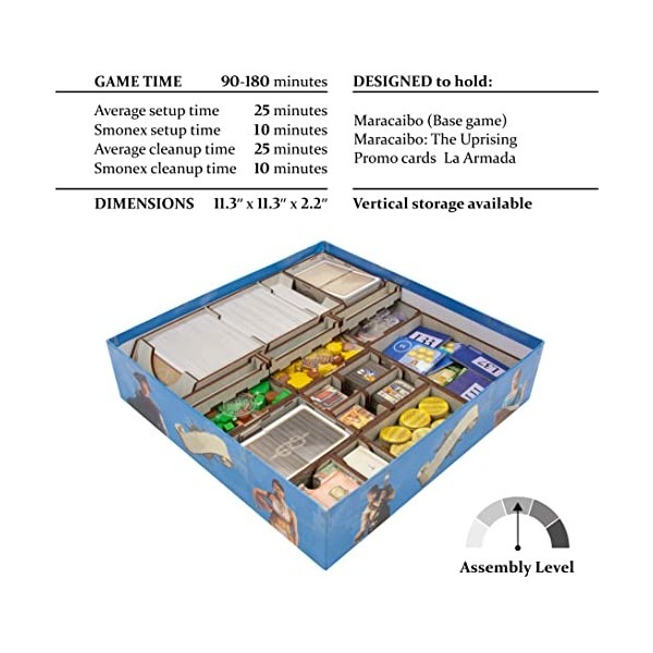 SMONEX Organiseur en bois compatible avec Maracaibo Base Game et The Uprising Expansions, cartes promotionnelles La Armada