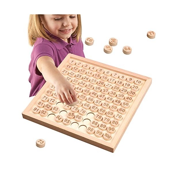 Honeyboy 10 Pcs Table dAjout Montessori | société daddition et soustraction en Bois 1-100,1-100 société Table Maths, Planch