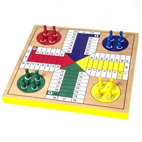 AMEROUS Jeu 2 en 1 réversible en bois - Serpents et échelles - Jeu Ludo