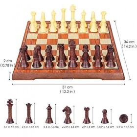 BREWIX Jeu déchecs Jeu de Dames déchecs magnétiques Jeu de société Pliant 2 en 1 Jeu déchecs Jeu déchecs de Voyage échecs