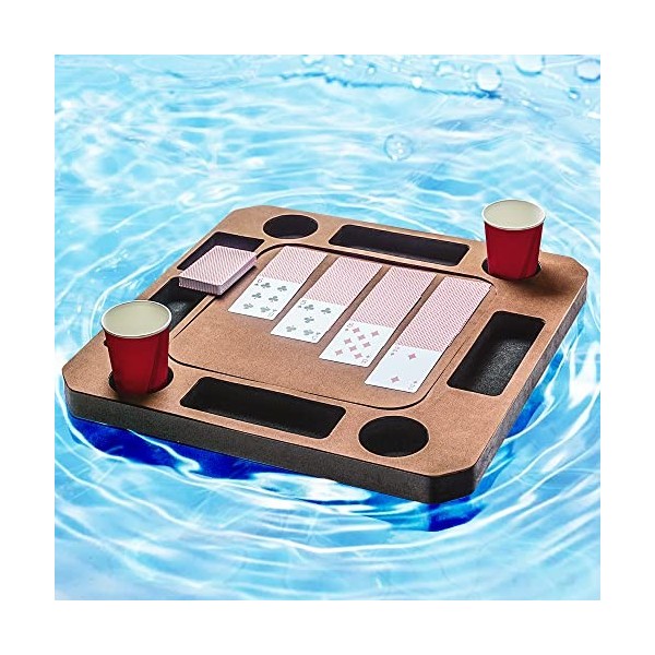 Plateau de table flottant pour jeux ou cartes pour piscine ou plage, fête flottante en mousse durable avec cartes à jouer imp