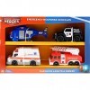 KandyToys 4 véhicules de secours lumineux et sonores : hélicoptère, voiture, ambulance, camion de pompiers