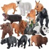 BUYGER Jeux Figurine Animaux, 13 Pièces Grand Animaux de la Savane Jungle Animaux Jouet Forêt Sauvages Safari Zoo Set Cadeau 