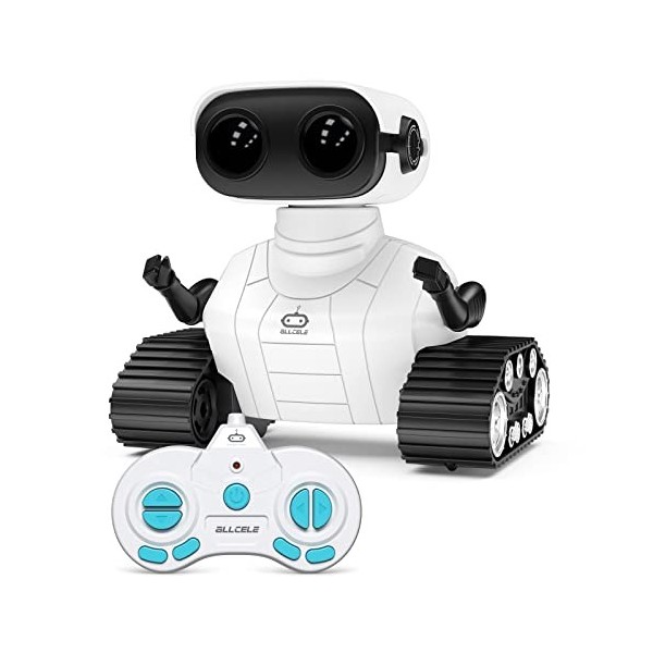 ALLCELE Robot Enfant Jouet, Jouets Robots Télécommandés Rechargeables，avec Yeux LED, Musique et Sons Intéressants pour Garçon