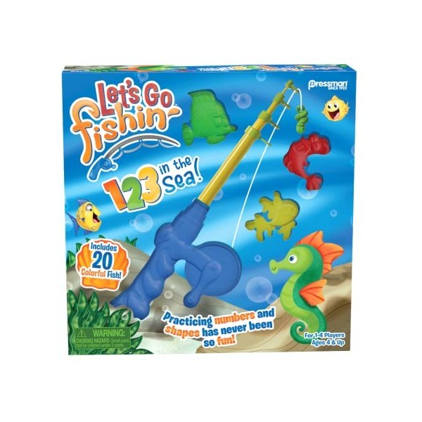 Pressman Lets Go Fishin 123" The Sea! - Jeu dentraînement à compter, formes et couleurs - À partir de 4 ans, 1 à 4 joueurs